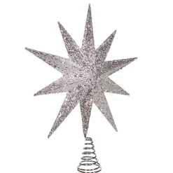 KSA Stars-19.25" White And Silver Bethlehem Star Christmas Tree Topper, Unlit