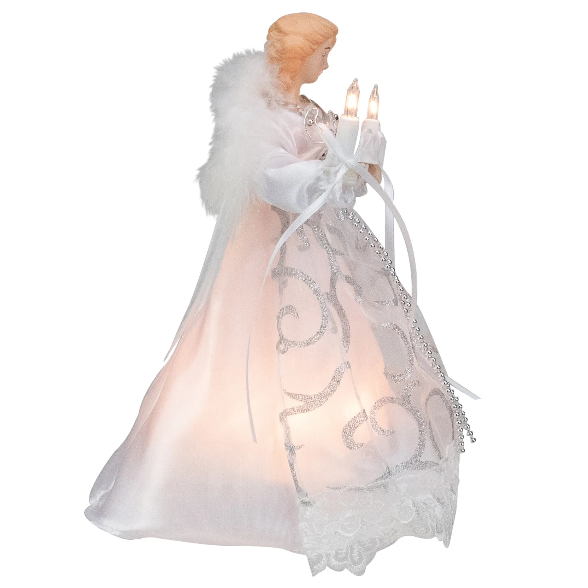 Kurt Adler Angels-9" White And Silver Elegant Angel Christmas Tree Topper