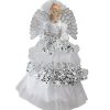 Northlight Angels-16" White And Silver Lighted Fiber Optic Angel Sequined Gown Christmas Tree Topper