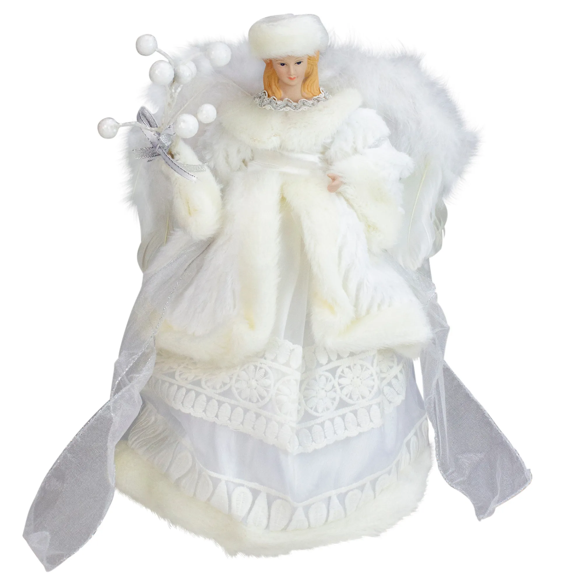 Roman Angels-12" White Angel In A Dress Christmas Tree Topper- Unlit