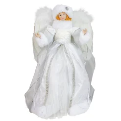 Roman Angels-14" White Angel In A Sparkly Dress Christmas Tree Topper- Unlit