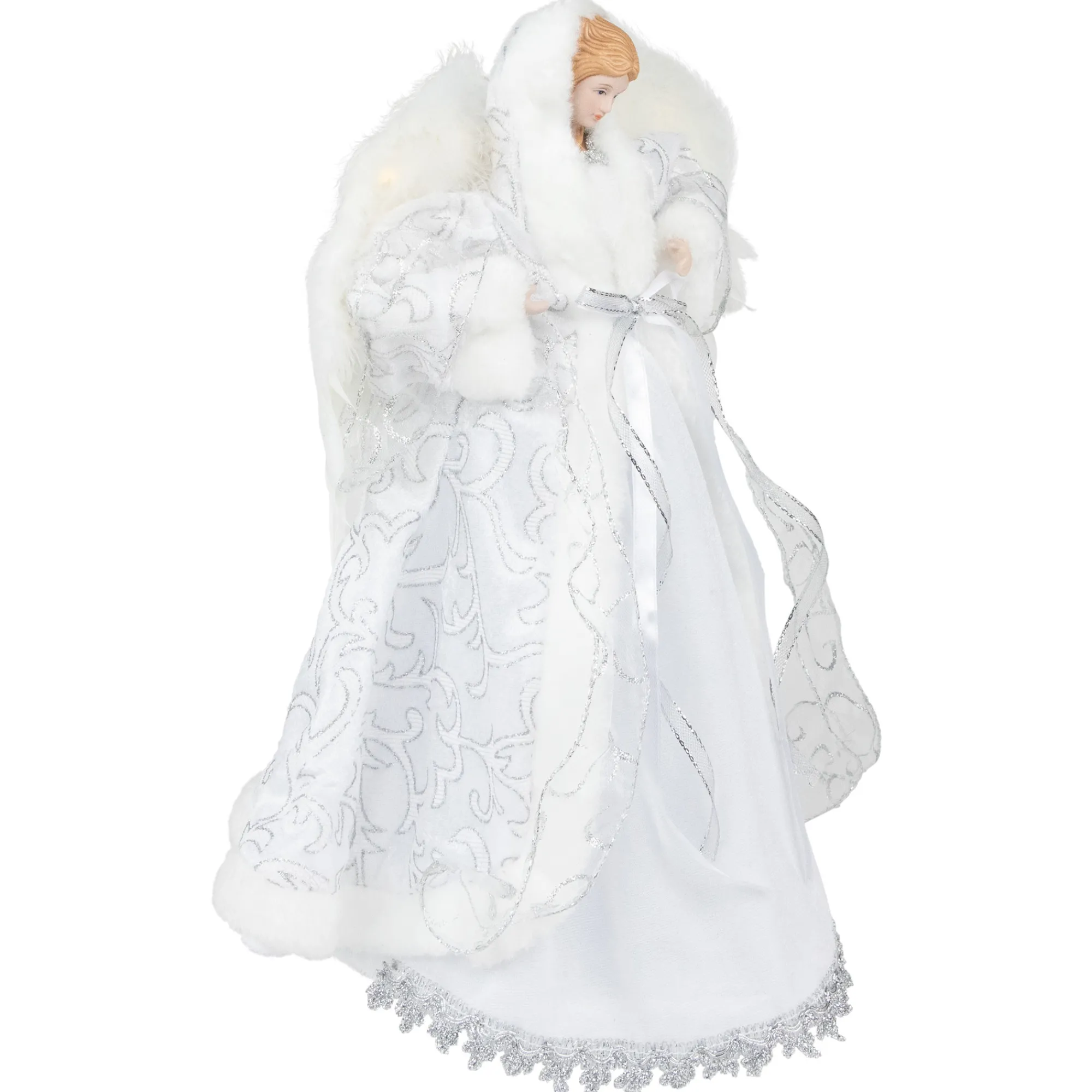 Northlight Angels-14" White Angel With Lighted Wings Christmas Tree Topper