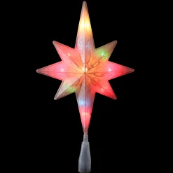 Northlight Stars-11" White Frosted Bethlehem Star With Gold Scrolling Christmas Tree Topper - Multi Lights