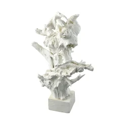 Contemporary Home Living Finials-34.25" White Irregular Shaped Coldfall Wood Decorative Stand