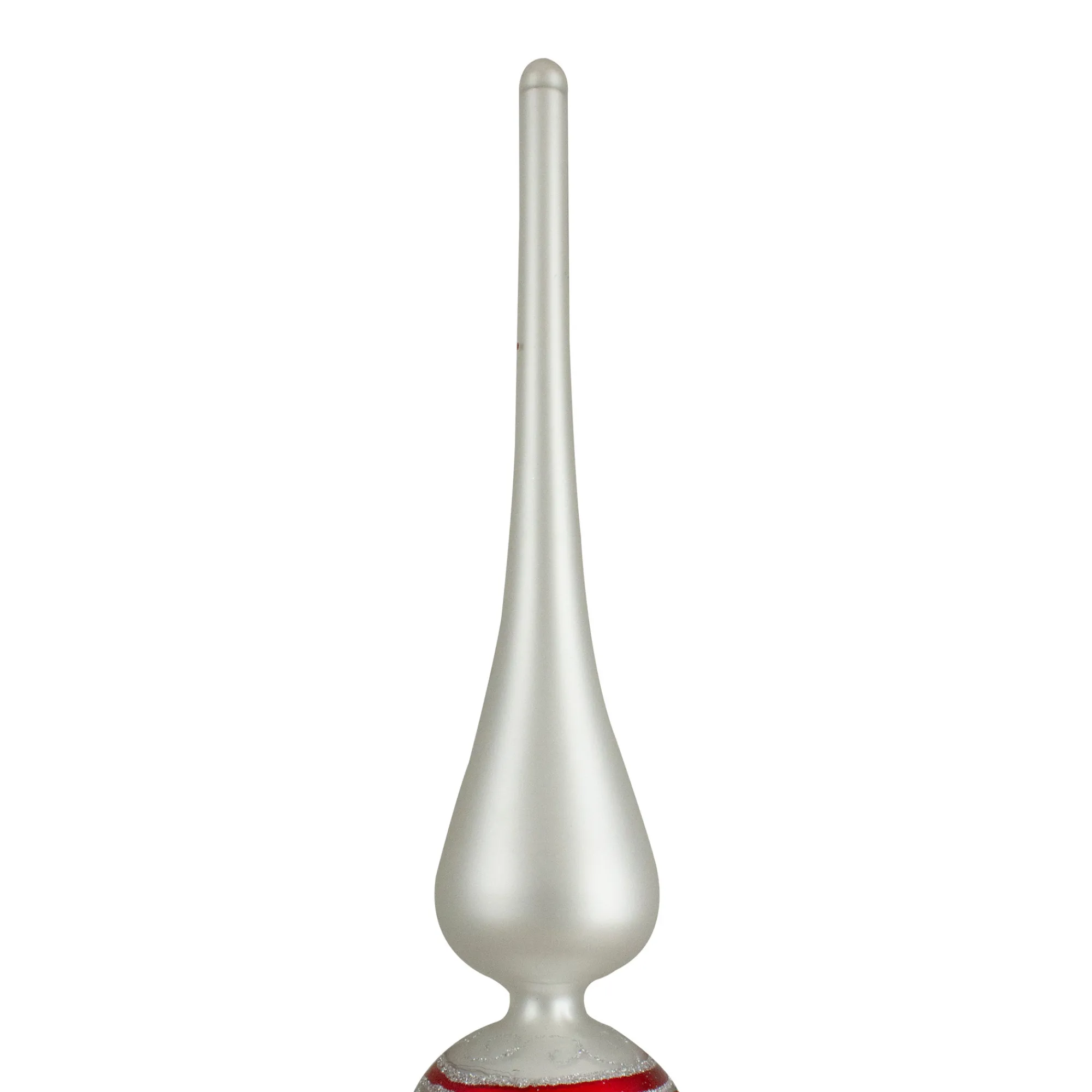 Northlight Finials-14.75" White, Red And Green Glass Finial Christmas Tree Topper