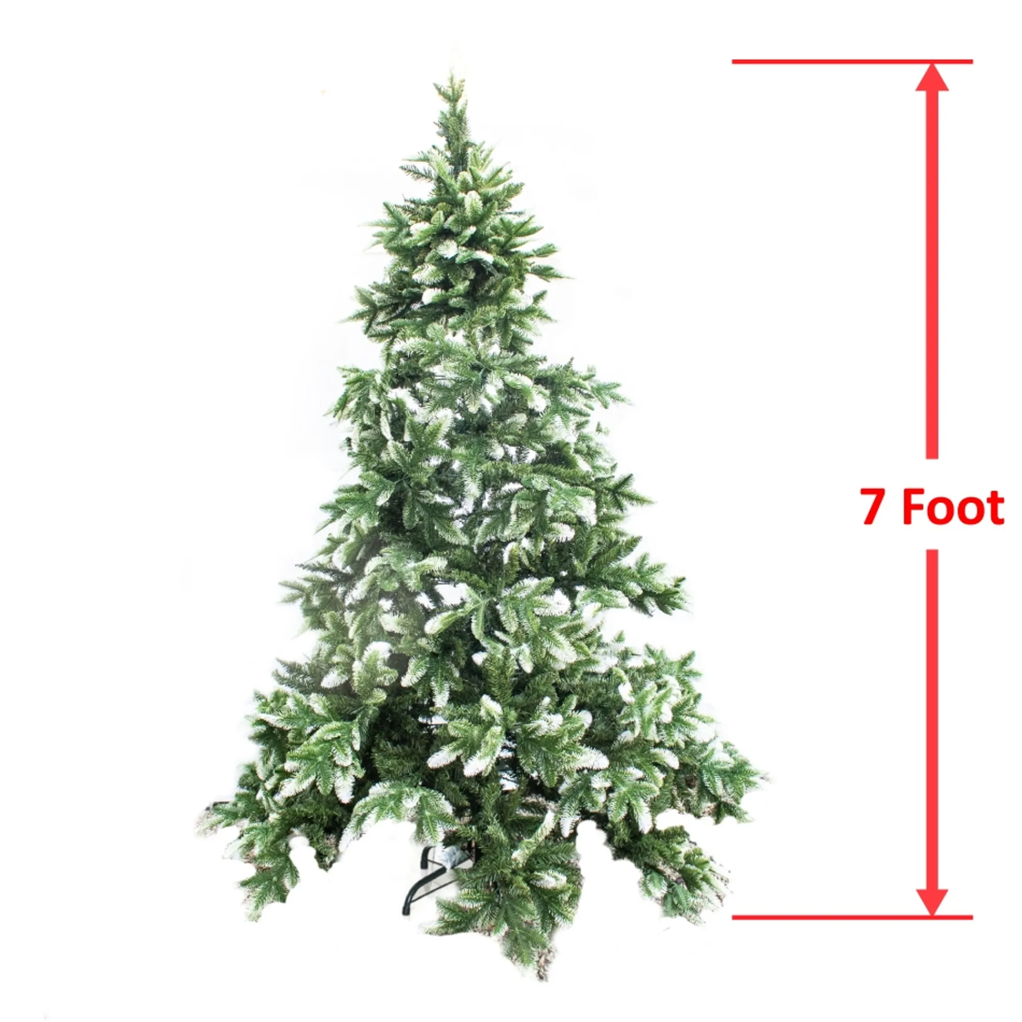 aleko Snowing- Artificial Christmas Tree With Snow Dusted Tips - 7 Foot