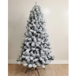 aleko Snowing- Cts8Ft01 Premium Artificial Snow Flocked Fir Holiday Christmas Tree - 8 Foot