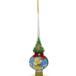 BESTPYSANKY Angels-Angel Decorating Tree On White Glass Christmas Tree Topper 11 Inches - Bbb-273
