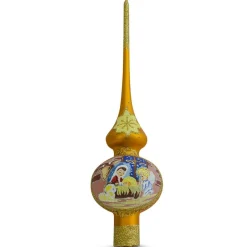 BESTPYSANKY Angels-Angels Admire Jesus Nativity Scene On Gold Christmas Tree Topper 11 Inches - Bbb-275-O