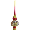 BESTPYSANKY Angels-Angels Admire Jesus Nativity Scene On Red Glass Christmas Tree Topper 11 Inches