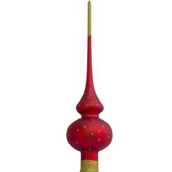 BESTPYSANKY Angels-Angels Admire Jesus Nativity Scene On Red Glass Christmas Tree Topper 11 Inches
