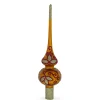 BESTPYSANKY Snowflake-Autumn Leaves On Gold Glass Christmas Tree Topper 11 Inches