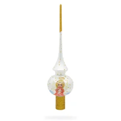 BESTPYSANKY Angels-Baby Angel On White Glass Christmas Tree Topper 11 Inches