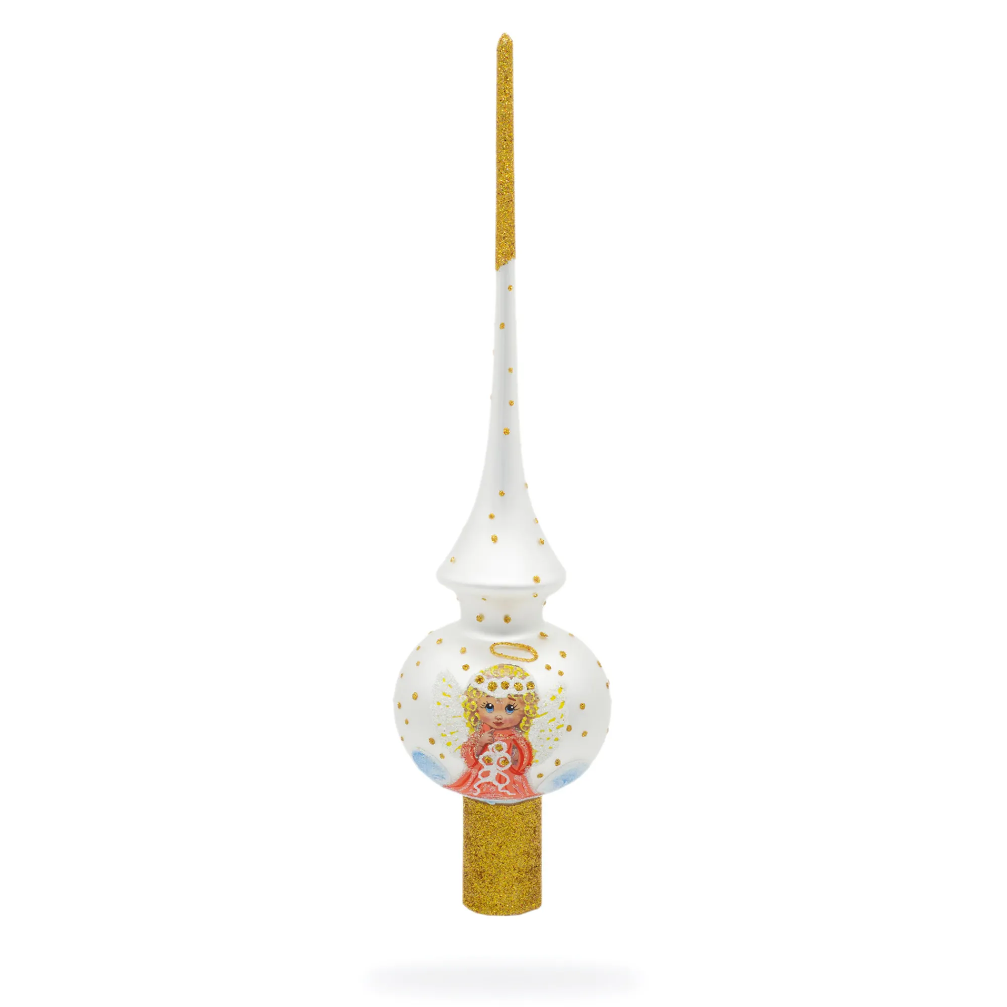 BESTPYSANKY Angels-Baby Angel On White Glass Christmas Tree Topper 11 Inches