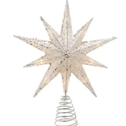 Kurt Adler Finials-Battery Operated Led Silver Glitter Bethlehem Star Tree Topper 12 Inch Bat4001