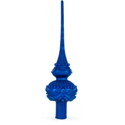 BESTPYSANKY Finials-Bejeweled Chandelier On Blue Glass Christmas Tree Topper 11 Inches