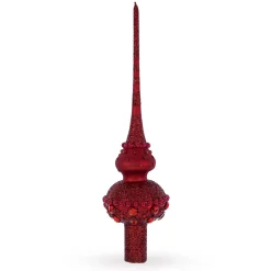 BESTPYSANKY Finials-Bejeweled Chandelier On Red Glass Christmas Tree Topper 11 Inches