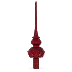 BESTPYSANKY Finials-Bejeweled Chandelier On Red Glass Christmas Tree Topper 11 Inches