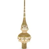 BESTPYSANKY Snowflake-Bejeweled Roses On Golden Glass Christmas Tree Topper 11 Inches