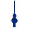 BESTPYSANKY Snowflake-Bejeweled Scroll On Blue Glass Christmas Tree Topper 11 Inches