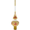 BESTPYSANKY Snowflake-Bejeweled With Gold And Red Sapphire Glass Christmas Tree Topper 11 Inches