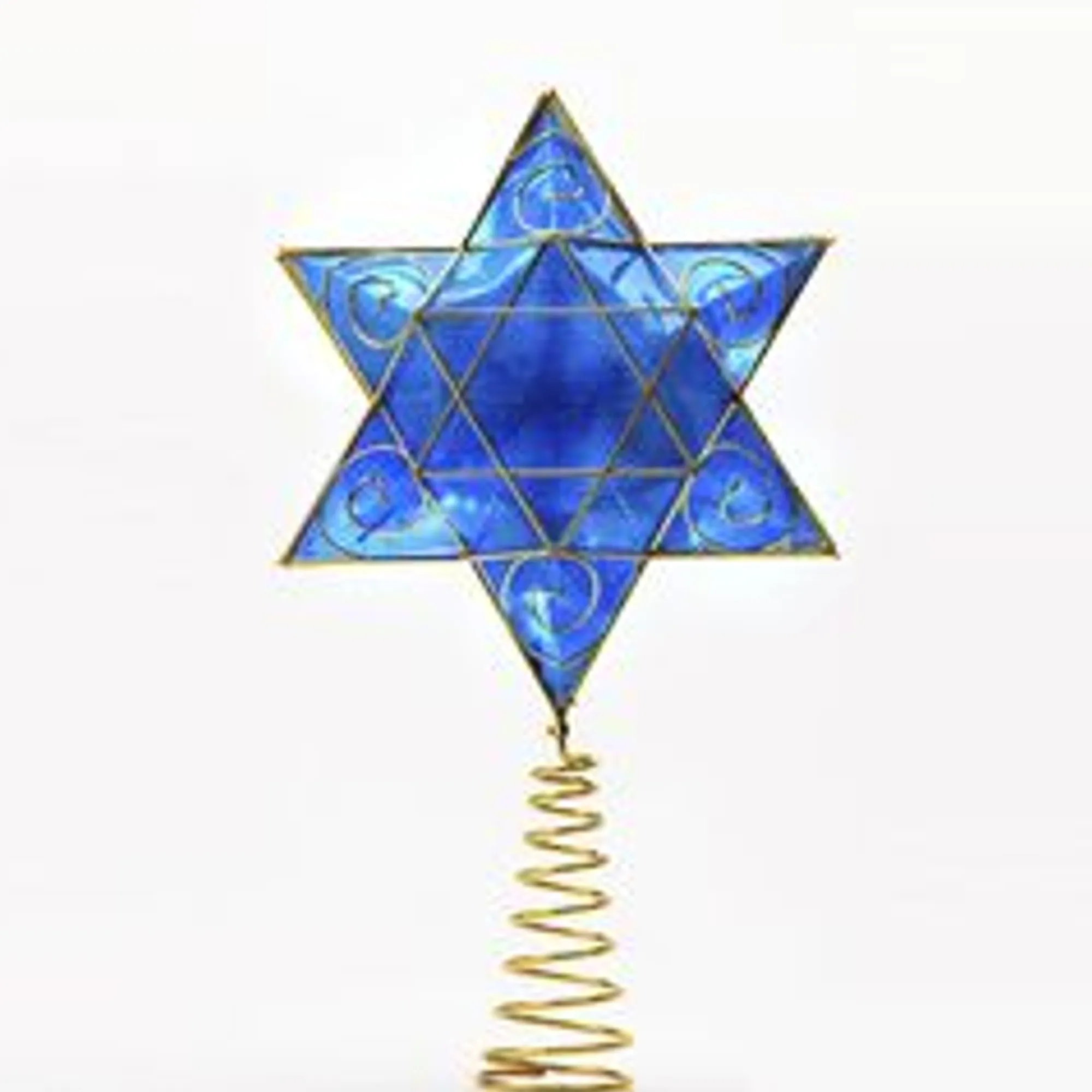 CC Christmas Decor Stars-Blue And Gold Colored Hanukkah Star Led Tree Topper