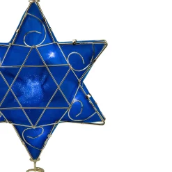KSA Stars-Blue And Gold Colored Hanukkah Star Led Tree Topper 11.5"