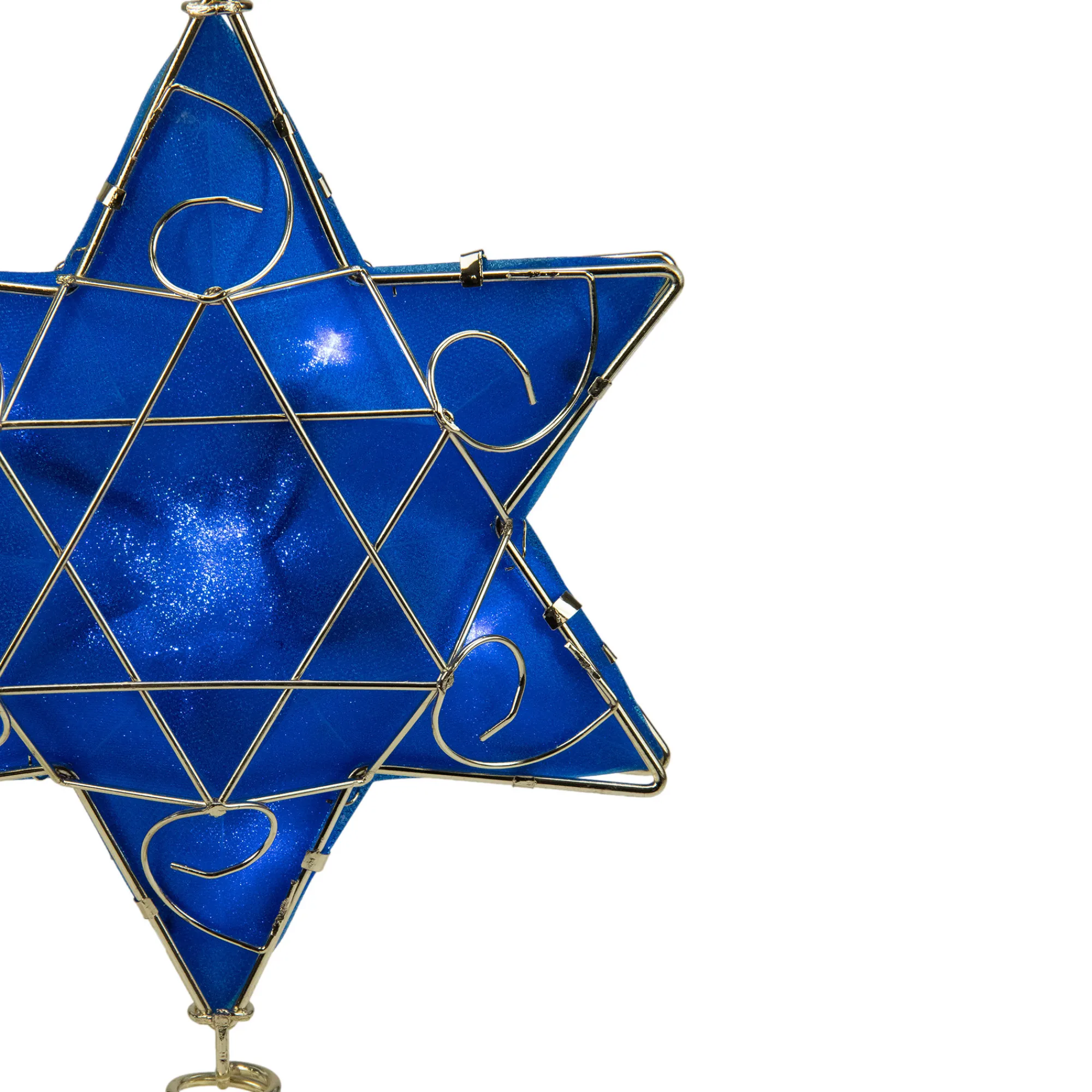 KSA Stars-Blue And Gold Colored Hanukkah Star Led Tree Topper 11.5"
