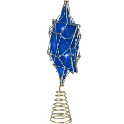 KSA Stars-Blue And Gold Colored Hanukkah Star Led Tree Topper 11.5