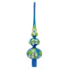 BESTPYSANKY Snowflake-Blue Flowers On Glossy Blue Glass Christmas Tree Topper 12.5 Inches