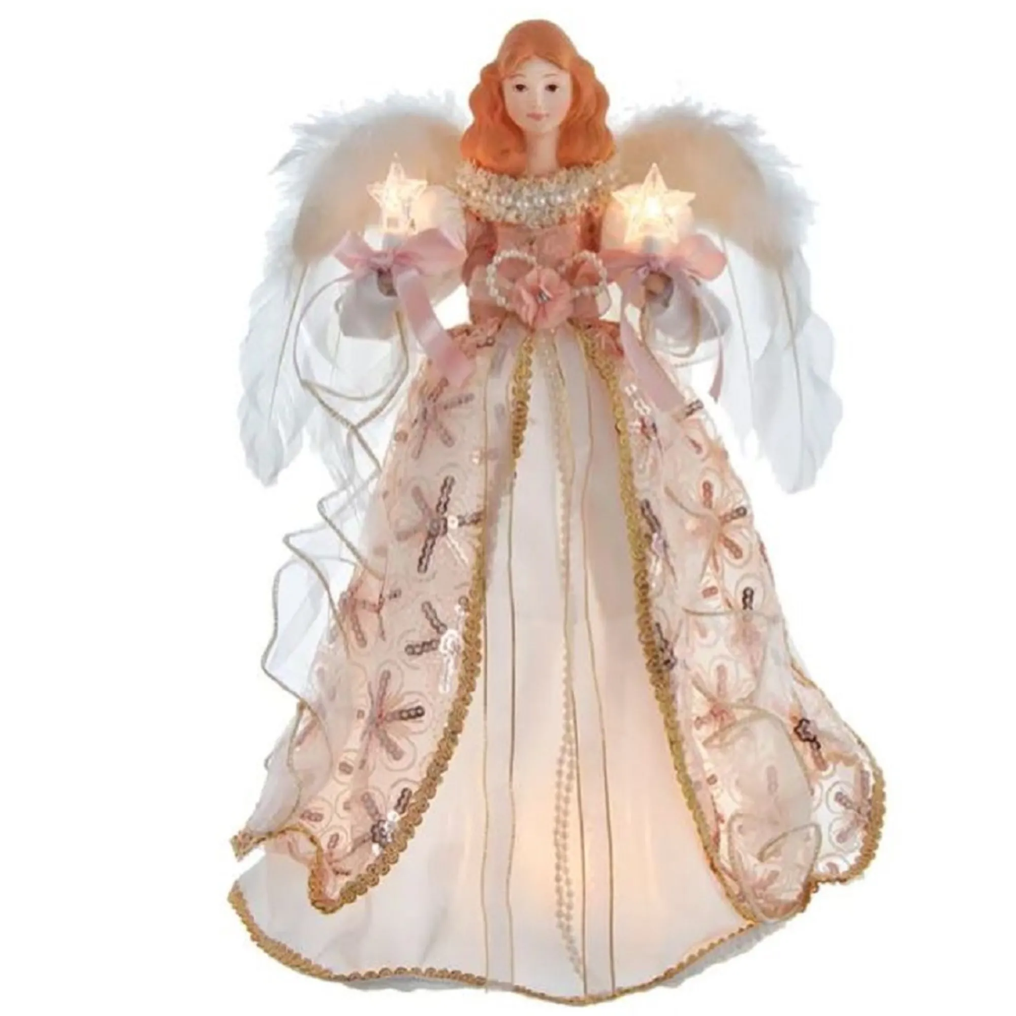Kurt Adler Finials-Blush Boho Chic Angel Christmas Tree Topper 16 Inch Ul2229