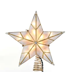 Kurt Adler Finials-Capiz Star With Center Gem Christmas Tree Topper Ul3140 New