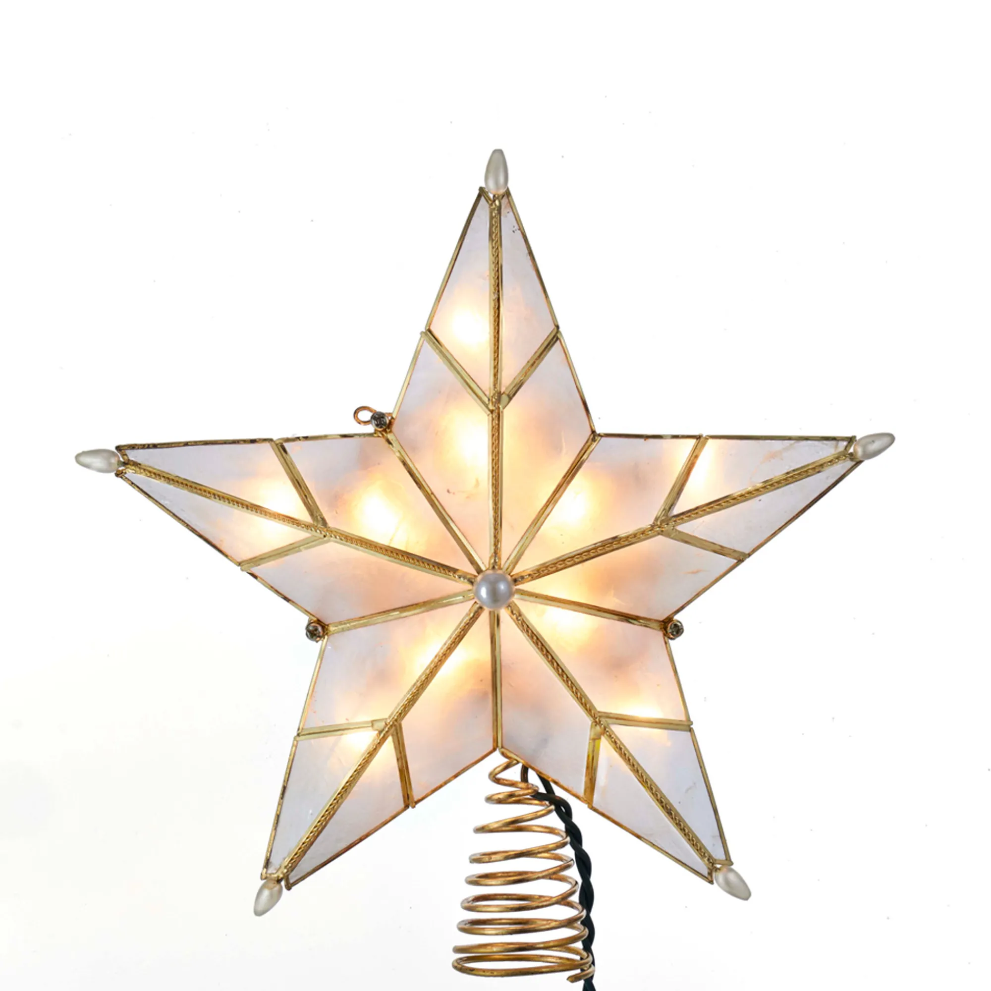 Kurt Adler Finials-Capiz Star With Center Gem Christmas Tree Topper Ul3140 New