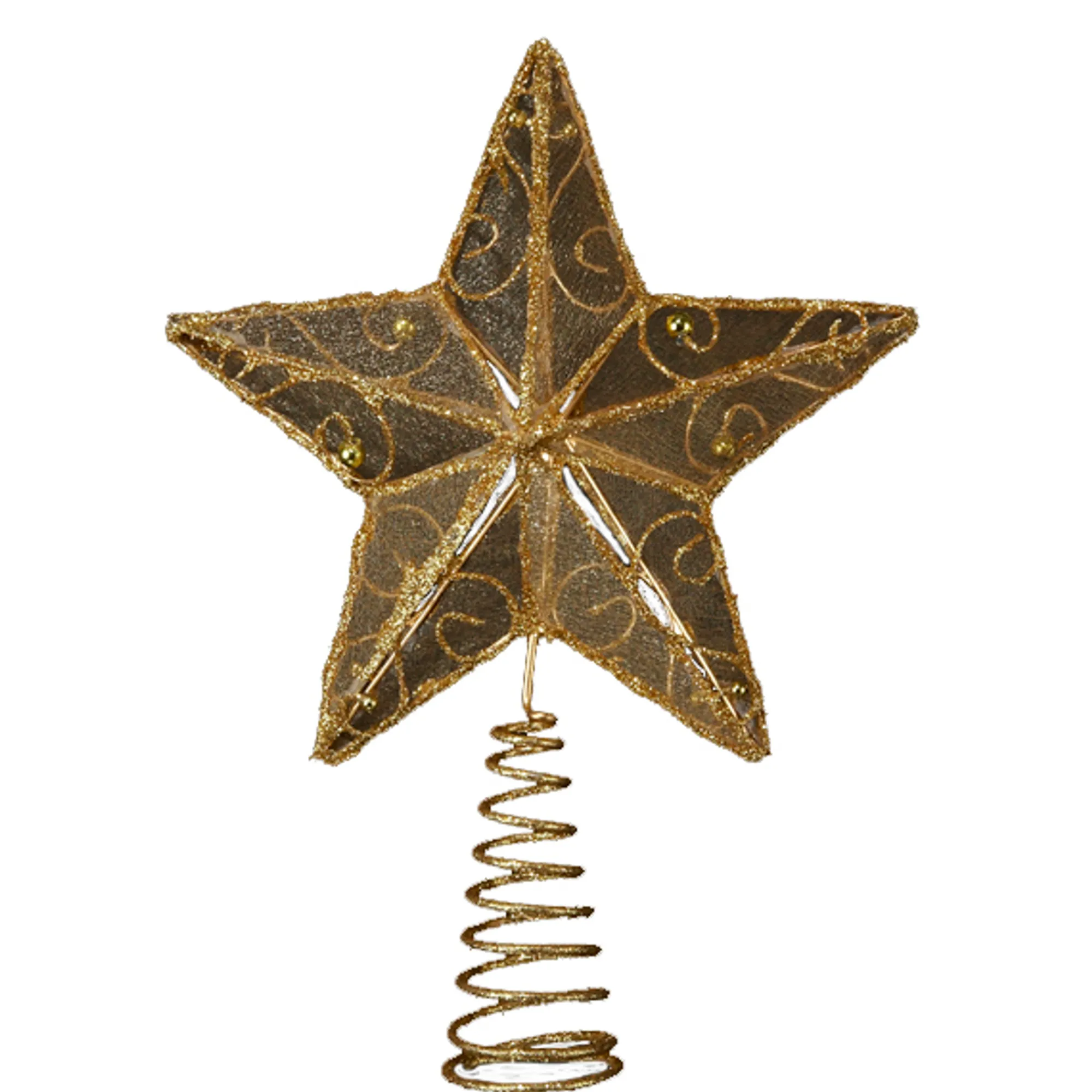 CC Christmas Decor Stars-Club Pack Of 12 Gold And Brown Wire Christmas Tree Toppers 6.25"