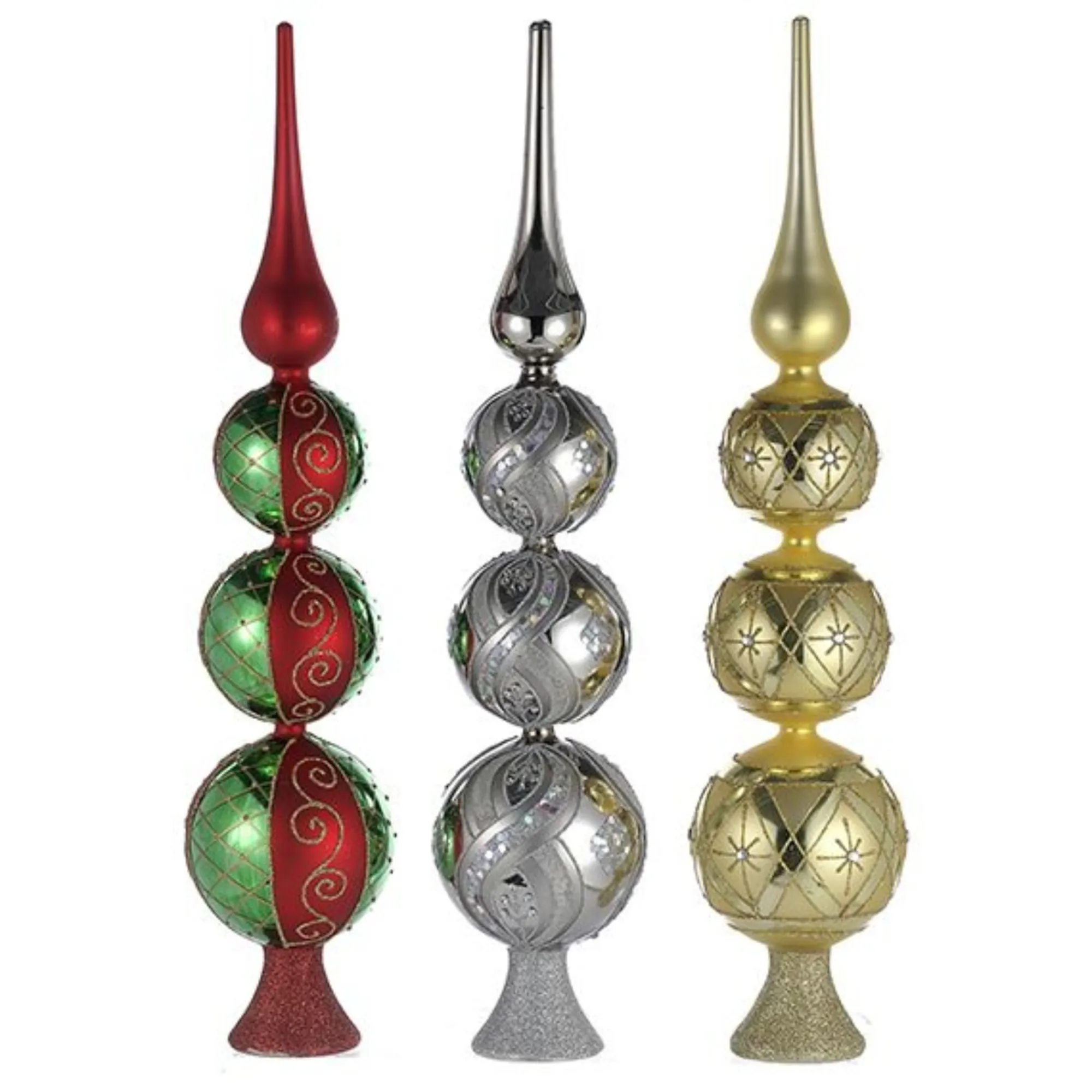 CC Christmas Decor Stars-Club Pack Of 12 Red And Silver Contemporary Christmas Treetops 16"