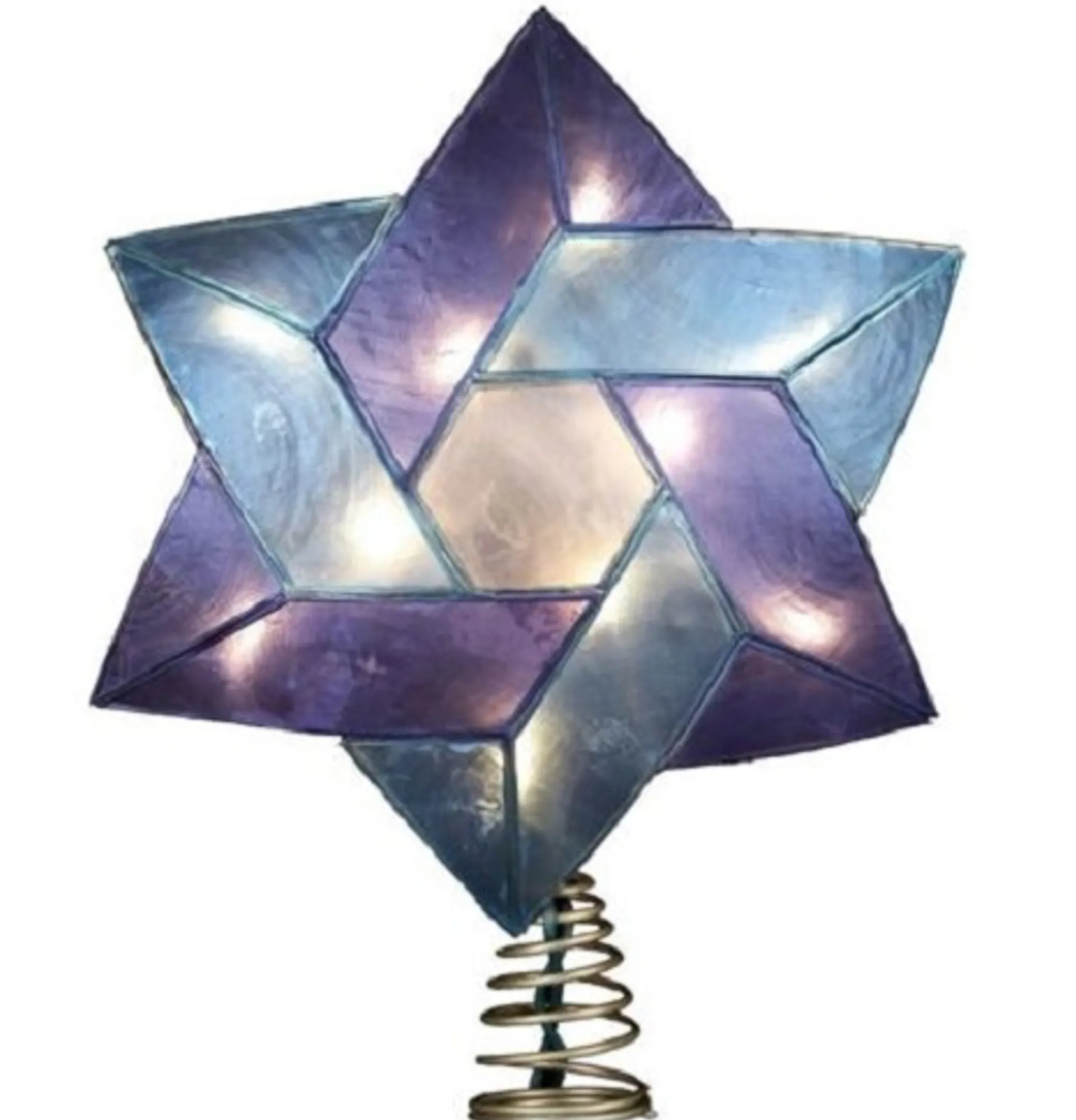 Kurt Adler Finials-Colored Capiz Light Up Star Of David Jewish Holiday Tree Topper Decoration