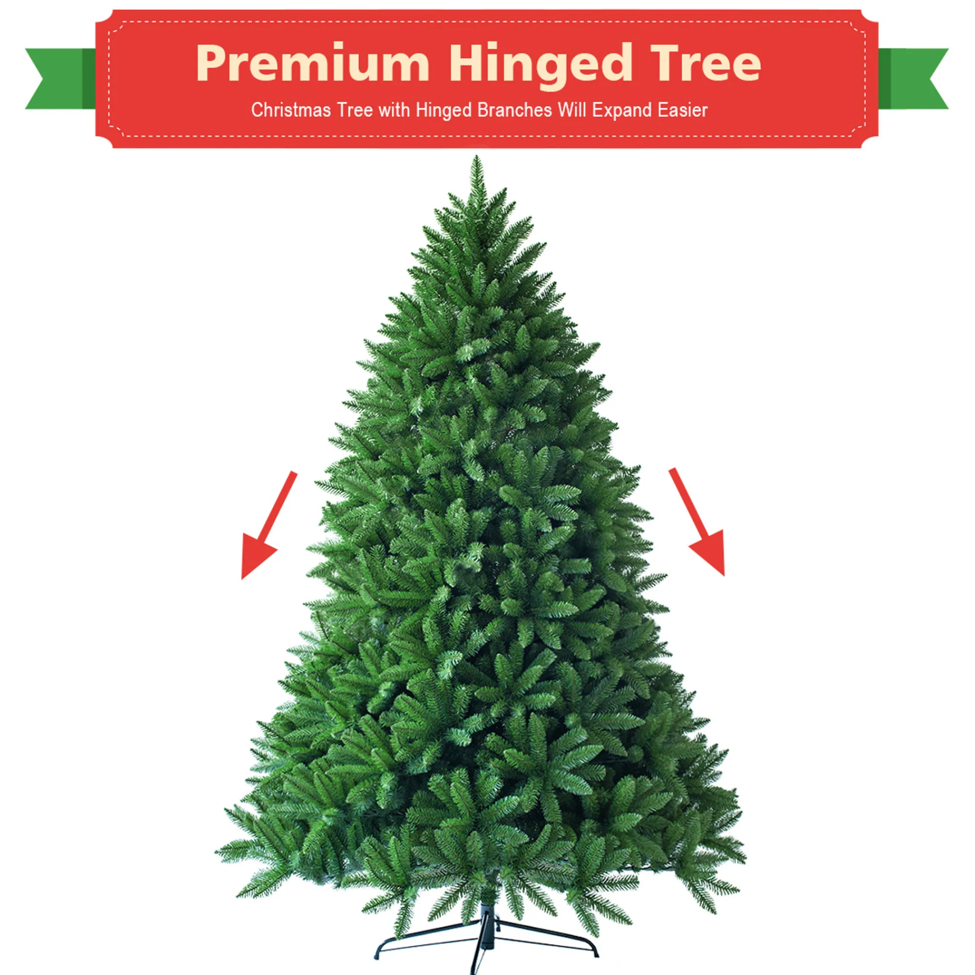 Costway Unlit- 7.5Ft Artificial Christmas Fir Tree 1968 Branch Tips