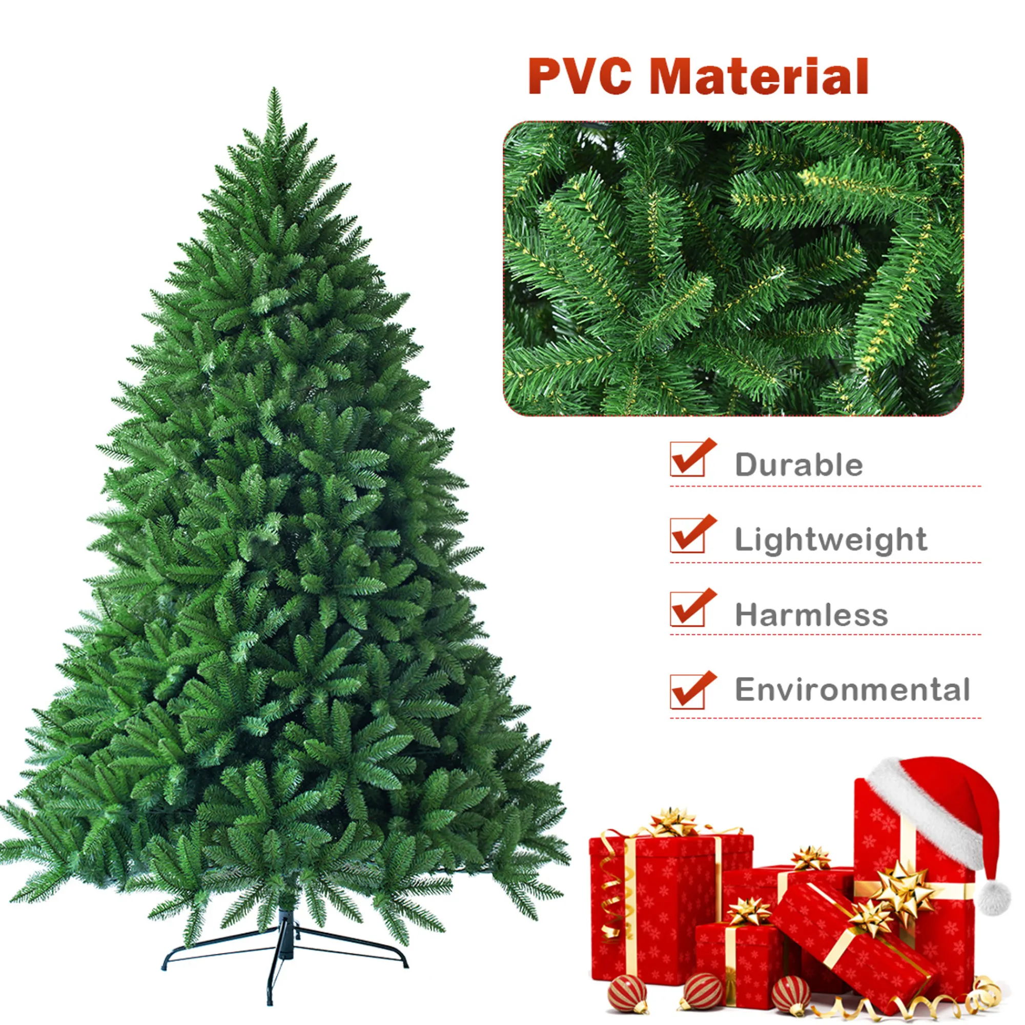 Costway Unlit- 7.5Ft Artificial Christmas Fir Tree 1968 Branch Tips