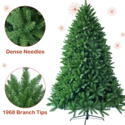 Costway Unlit- 7.5Ft Artificial Christmas Fir Tree 1968 Branch Tips
