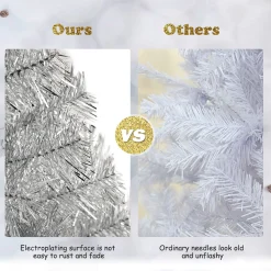 Costway Unlit- 3Ft Silver Tinsel Christmas Tree Unlit Artificial Plastic