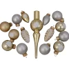 Northlight Stars-15Ct Gold 2-Finish Glass Christmas Tree Topper And Ornament Set 5.5"