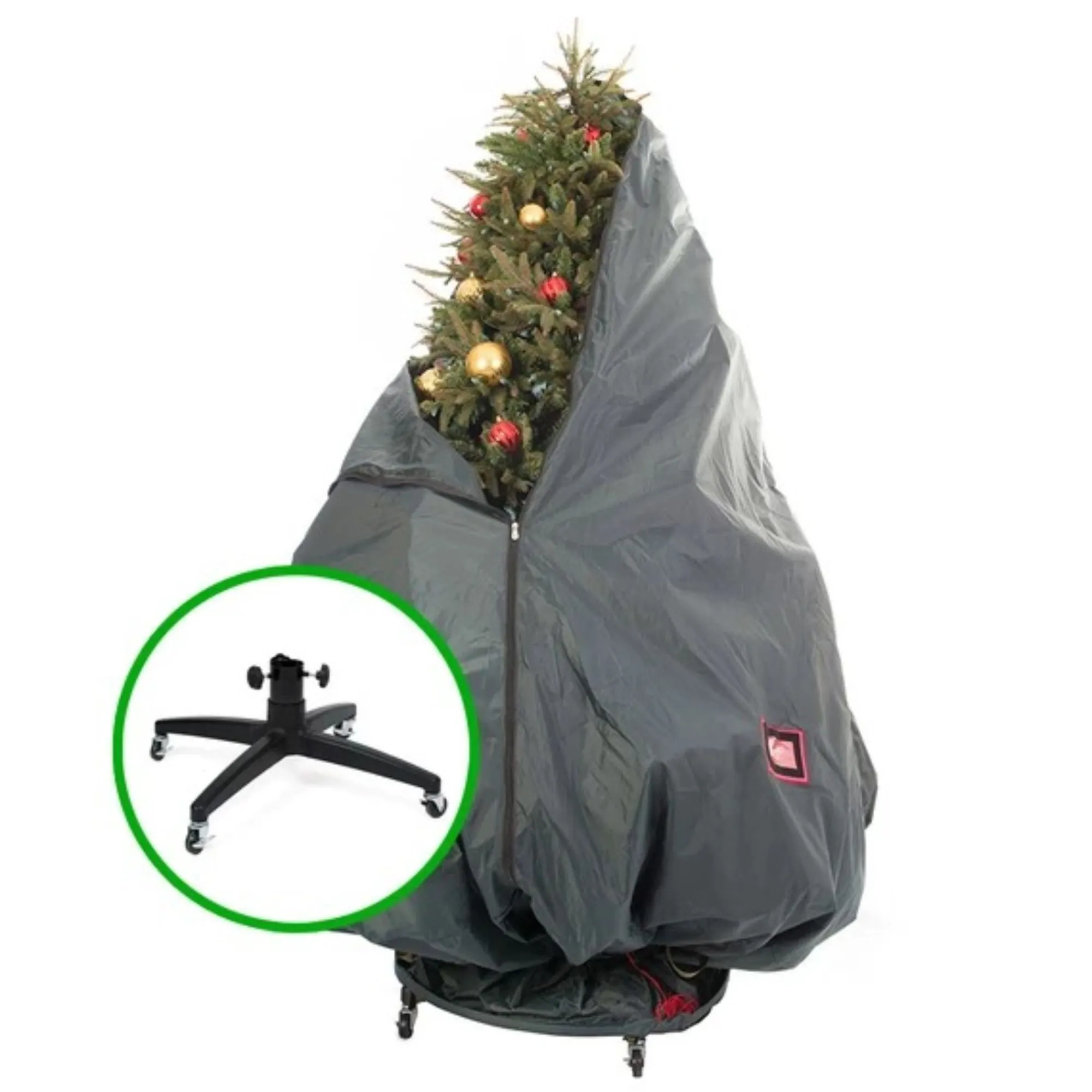 Northlight Tree Storage-Decorated Christmas Tree Storage Bag With Rolling Stand-Holds 6-9 Ft Trees