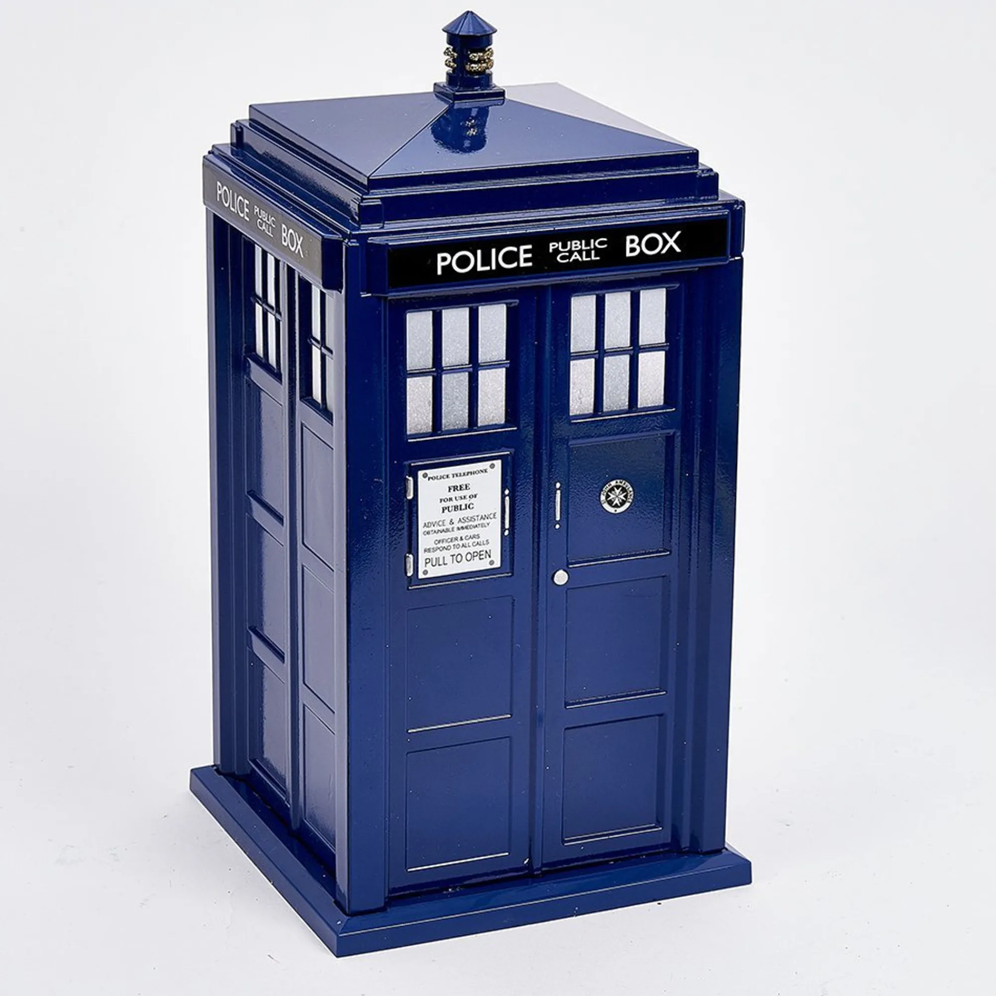Kurt Adler Finials-Doctor Who Tardis Light Up Christmas Tree Topper Blue Police Box Decoration New