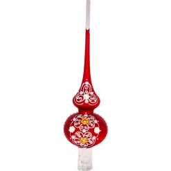 BESTPYSANKY Snowflake-Emboss Flowers On Matte Glass Christmas Tree Topper 11 Inches