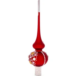 BESTPYSANKY Snowflake-Emboss Flowers On Matte Glass Christmas Tree Topper 11 Inches