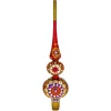 BESTPYSANKY Snowflake-Embossed Clock On Glittered Double Ball Red Glass Christmas Tree Topper 12.5 Inches