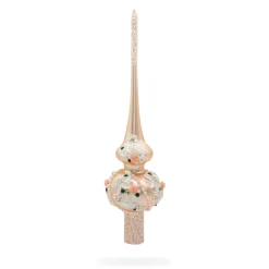 BESTPYSANKY Snowflake-Embossed Flowers On Rose Gold Glass Christmas Tree Topper 11 Inches