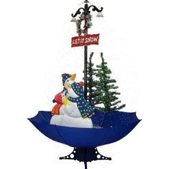 Northlight Snowing-5.5Ft Lighted Musical Snowing Let It Snow Snowmen In Umbrella Base Christmas Decoration