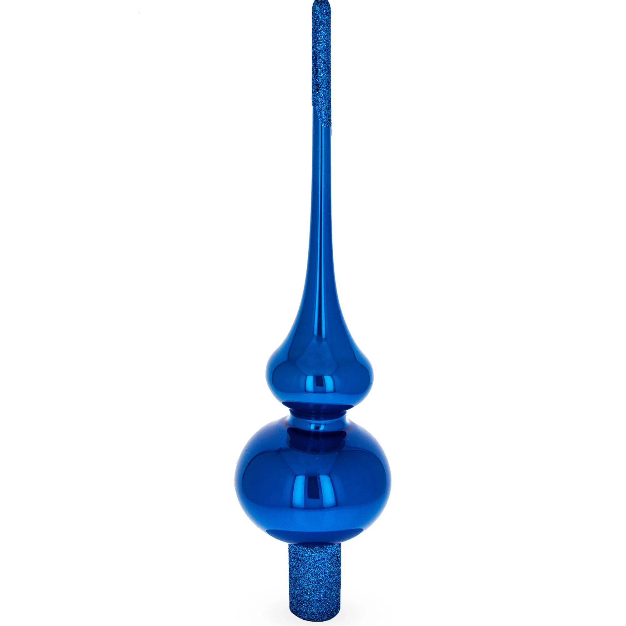 BESTPYSANKY Finials-Glossy Solid Blue Glass Christmastree Topper 11 Inches