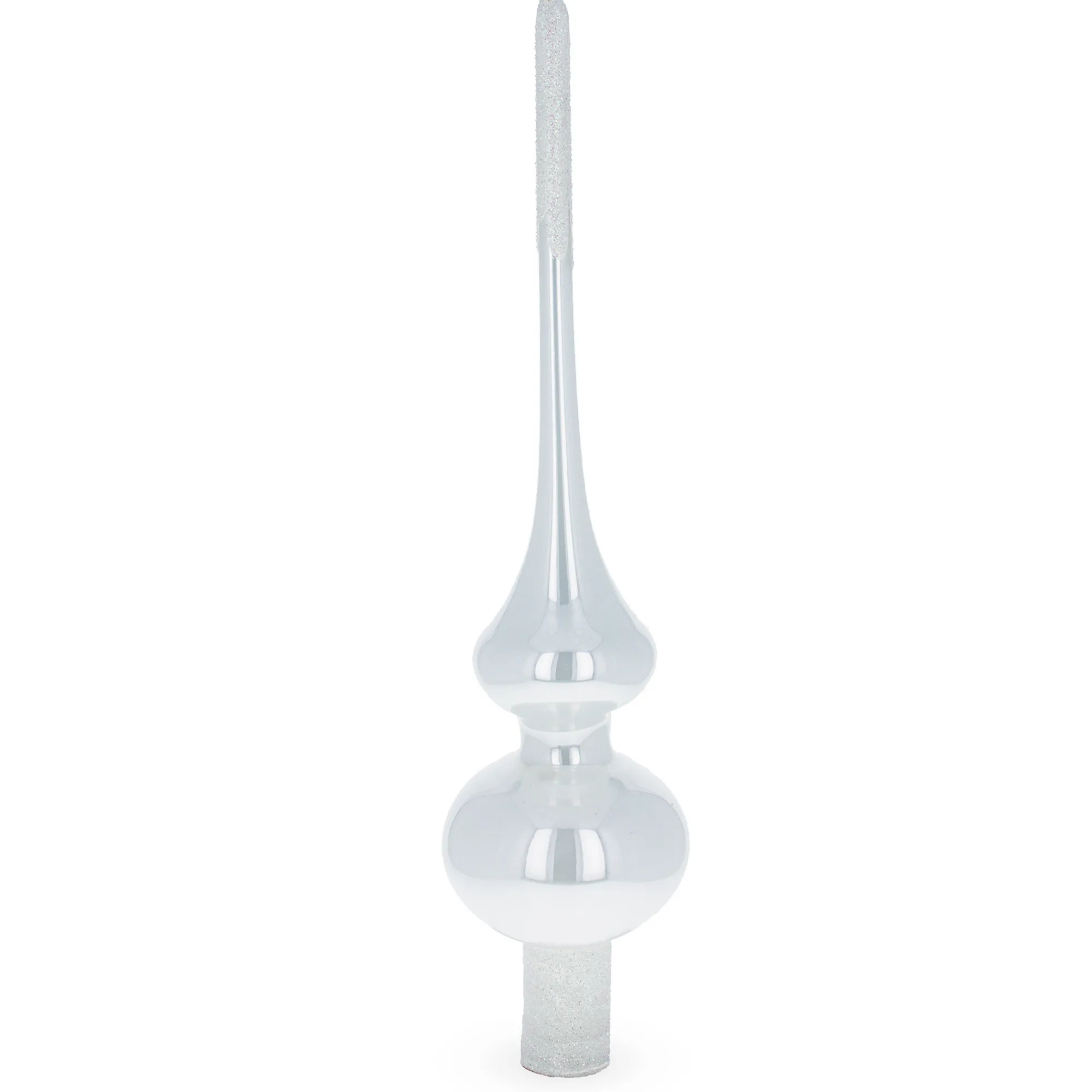 BESTPYSANKY Finials-Glossy Solid White Glass Christmas Tree Topper 11 Inches